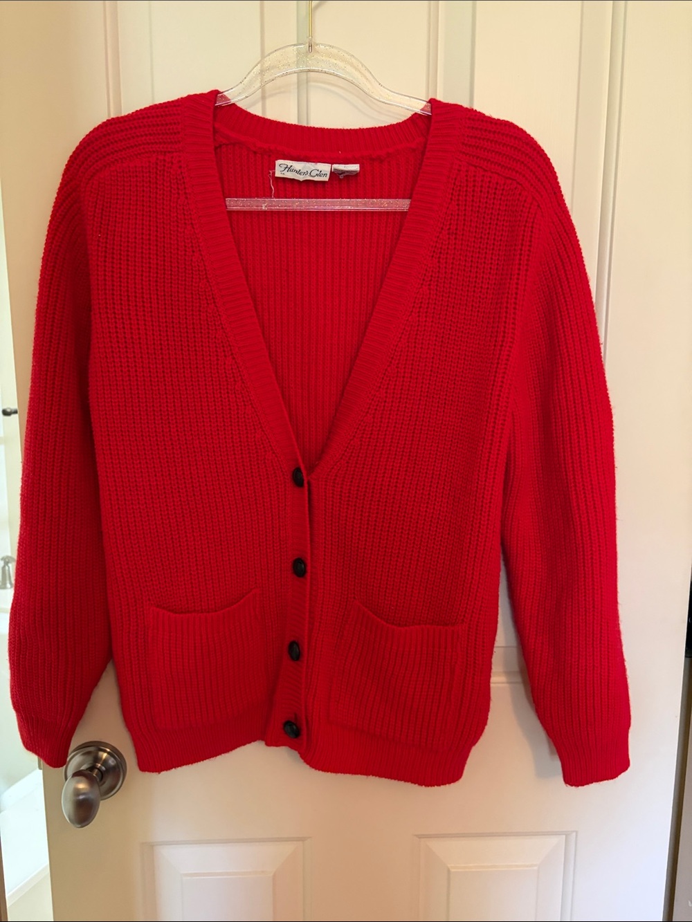 Classic Red V-Neck Button Cardigan
